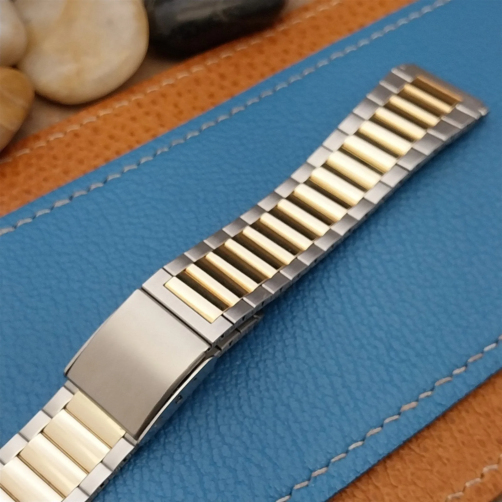 Vintage Speidel Stainless & Gold-Tone 18mm 19mm 20mm Classic 1970s Watch Band