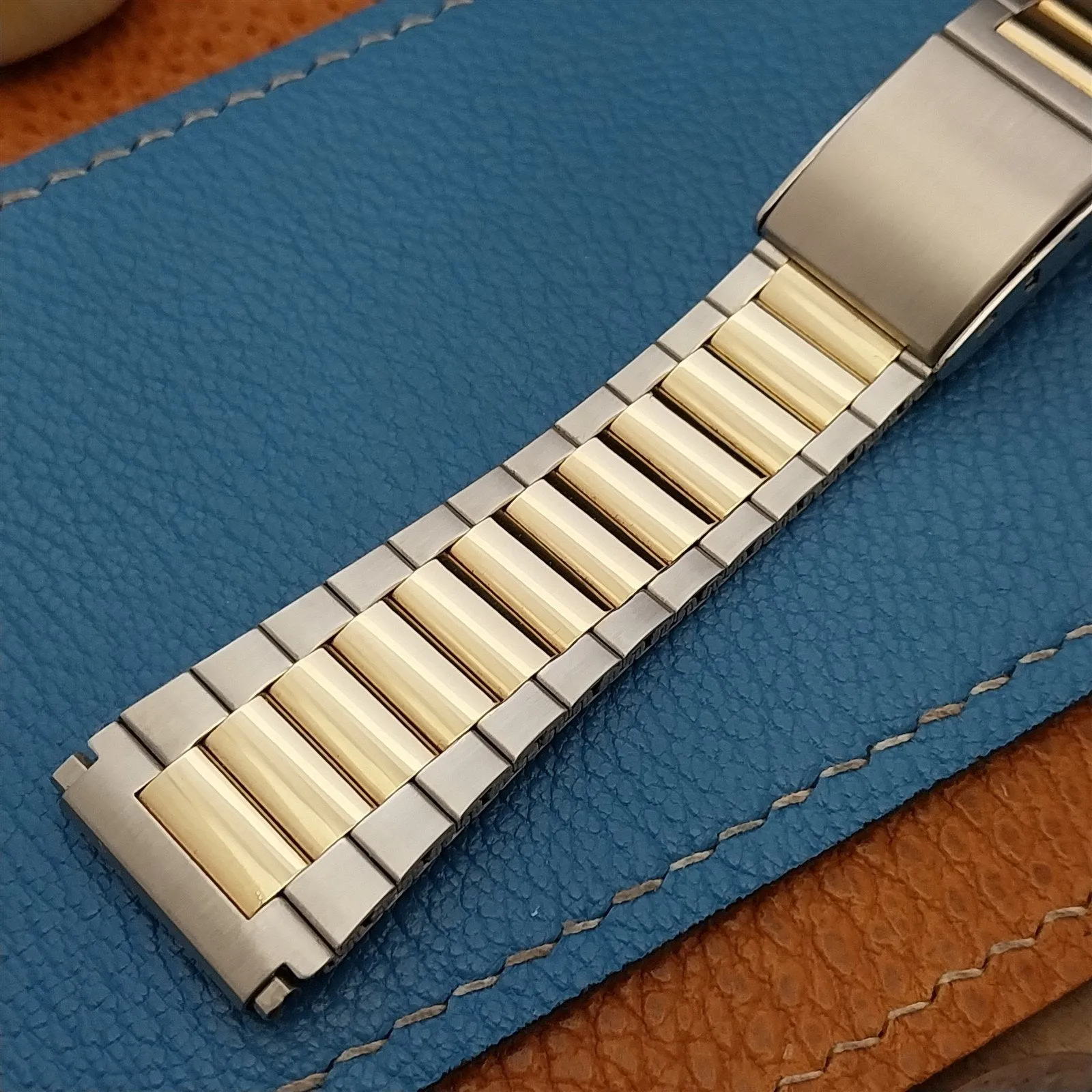 Vintage Speidel Stainless & Gold-Tone 18mm 19mm 20mm Classic 1970s Watch Band