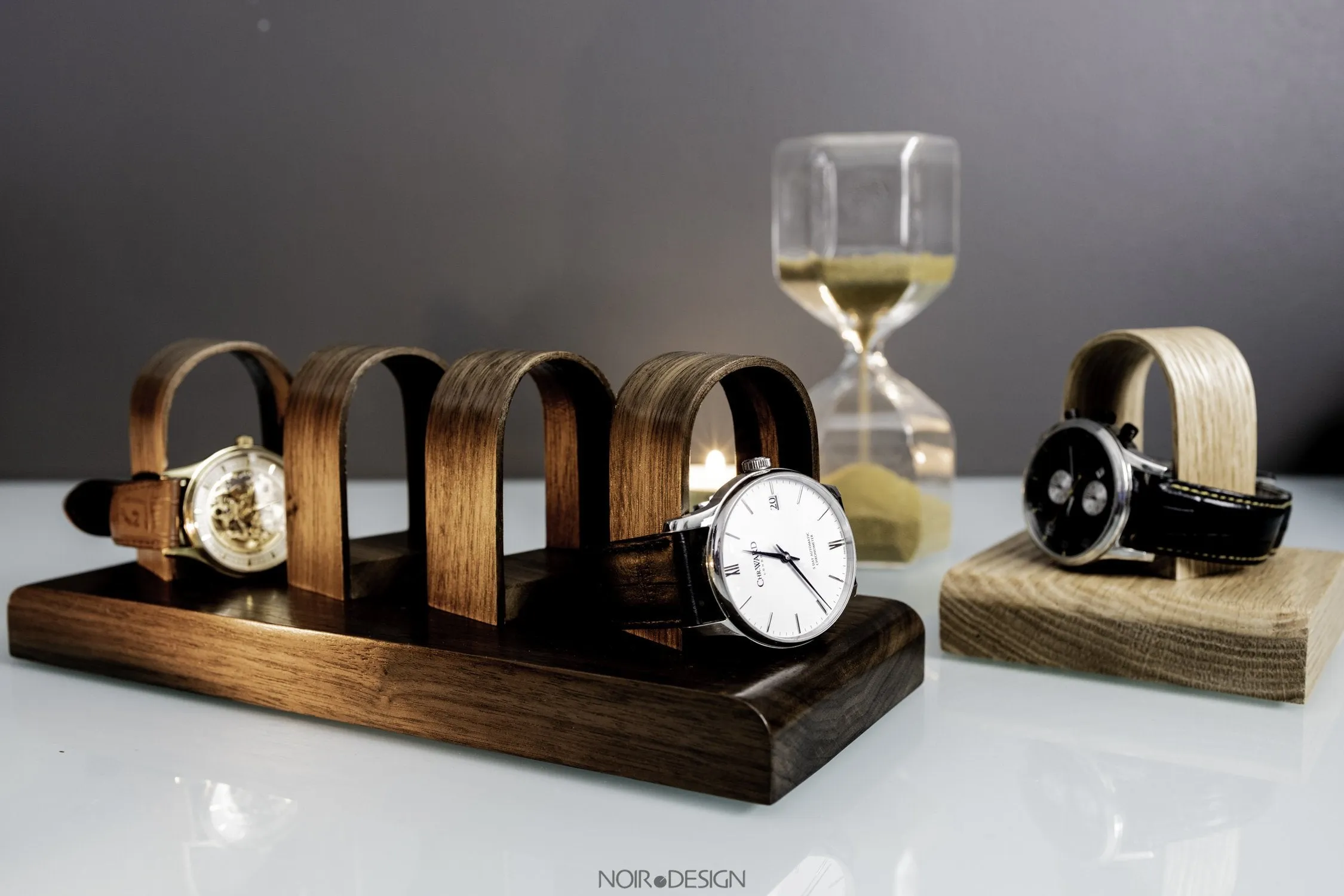 Watch Stand Display Holds 4 - Oak