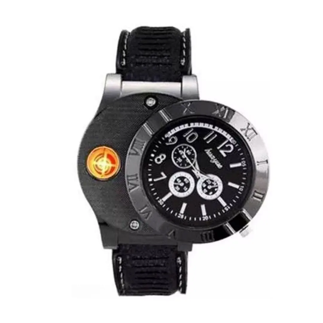 Wrist Watch Windproof Lighter | Stylish USB Chargeable Flameless Lighter Watch