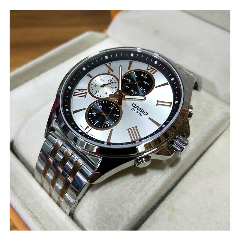 WW0538 Casio Enticer Multifunction Stainless Steel Chain Watch MTP-E316RG-7AVDF