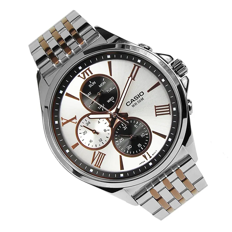 WW0538 Casio Enticer Multifunction Stainless Steel Chain Watch MTP-E316RG-7AVDF
