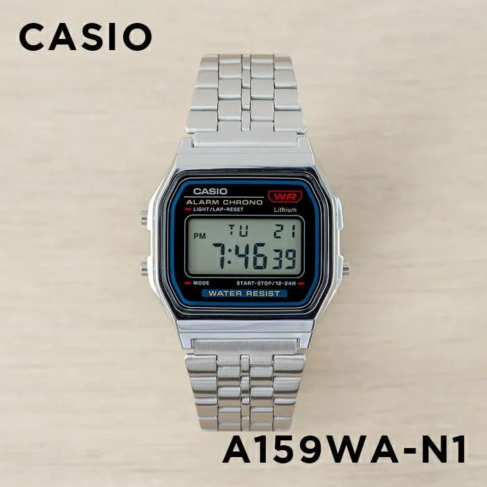 WW1063 Casio Vintage Digital Silver Chain Watch A159WA-N1DF