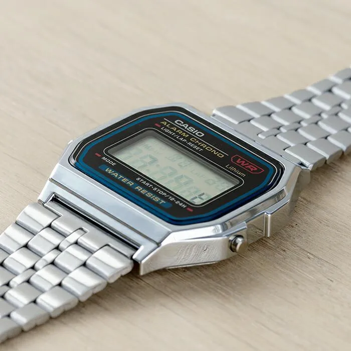 WW1063 Casio Vintage Digital Silver Chain Watch A159WA-N1DF