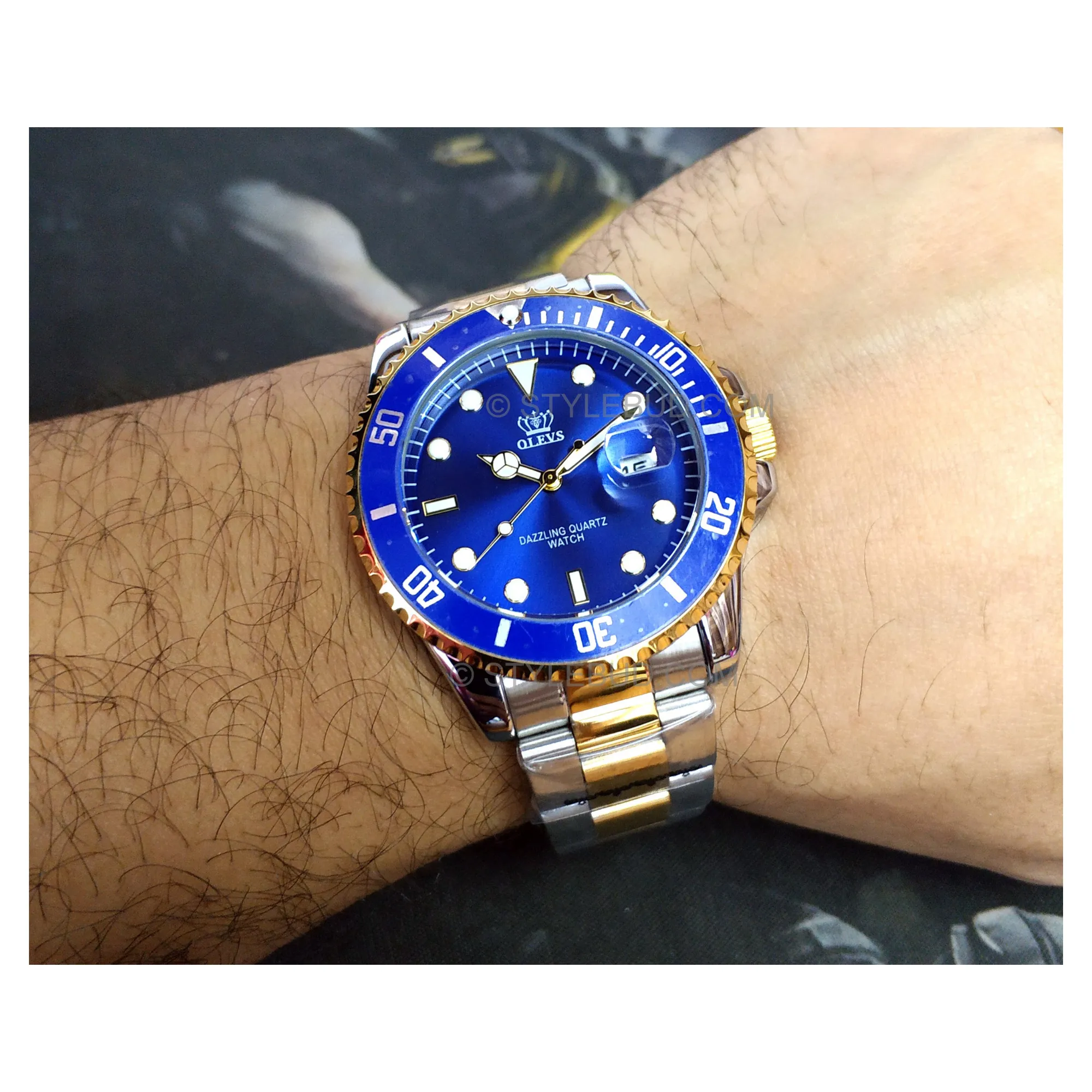 WW1387 Olevs Date Stainless Steel Chain Watch 5885G