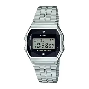 WW1394 Casio Vintage Diamond Digital Silver Chain Watch A159WAD-1DF