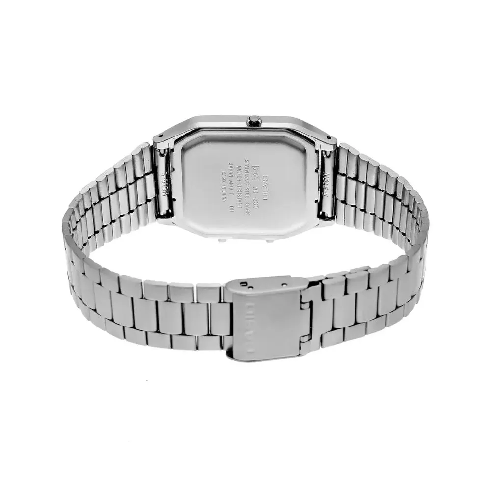 WW1824 Casio Vintage Dual Time Silver Chain Watch AQ-230A-1DMQ