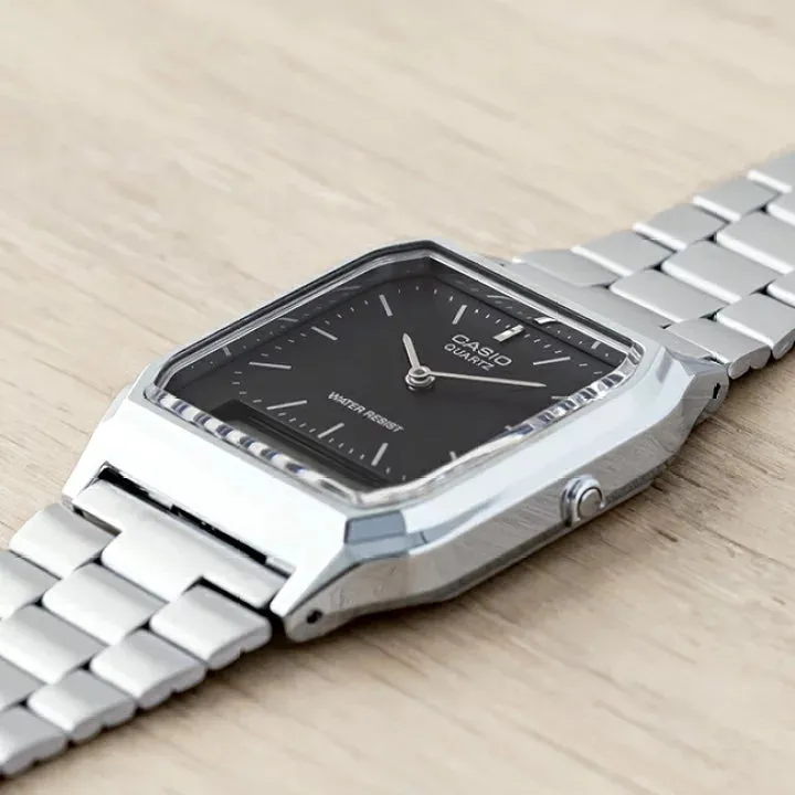 WW1824 Casio Vintage Dual Time Silver Chain Watch AQ-230A-1DMQ