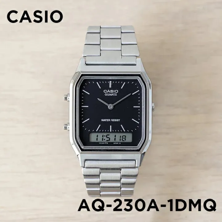 WW1824 Casio Vintage Dual Time Silver Chain Watch AQ-230A-1DMQ