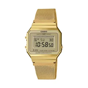 WW1942 Casio Vintage Super Slim Digital Golden Mesh Chain Watch A700WMG-9ADF