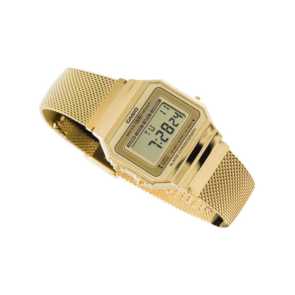 WW1942 Casio Vintage Super Slim Digital Golden Mesh Chain Watch A700WMG-9ADF
