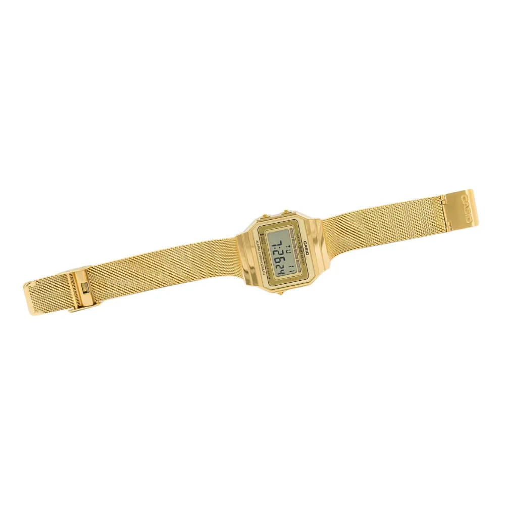 WW1942 Casio Vintage Super Slim Digital Golden Mesh Chain Watch A700WMG-9ADF
