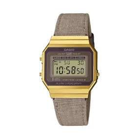 WW1944 Casio Vintage Super Slim Digital Golden Cloth Belt Watch A700WEGL-5AEF