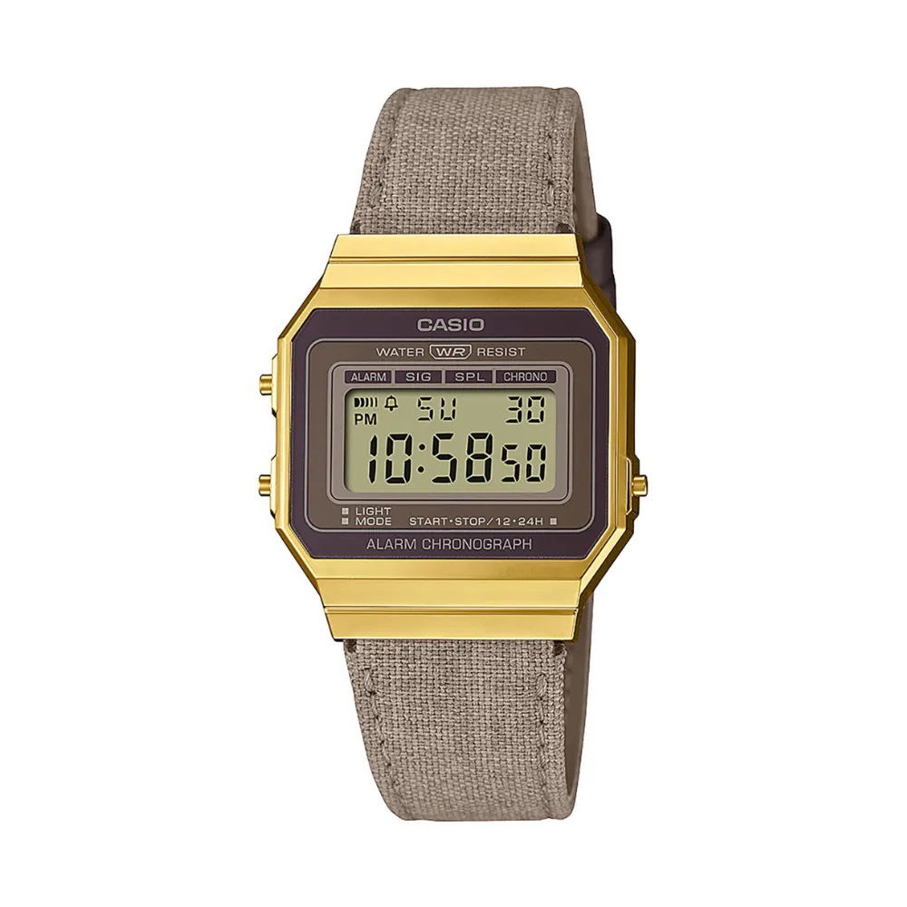 WW1944 Casio Vintage Super Slim Digital Golden Cloth Belt Watch A700WEGL-5AEF