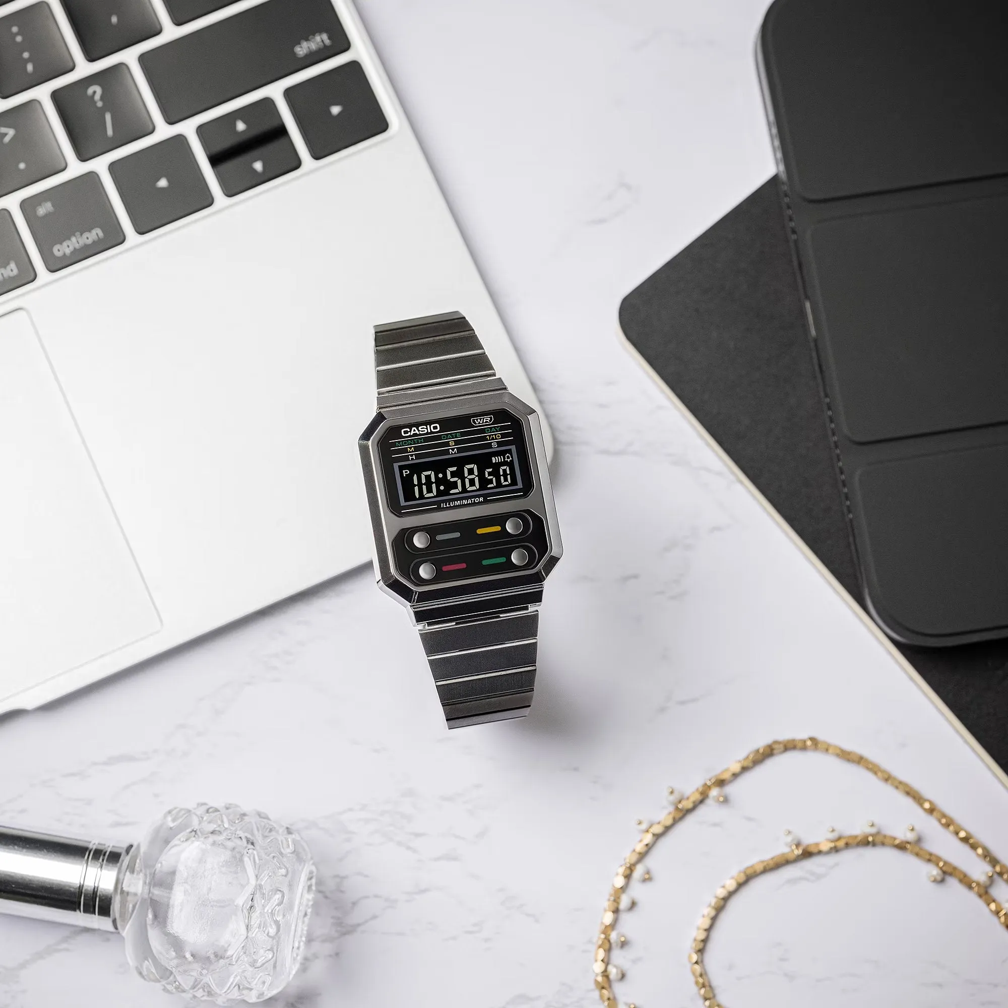 WW2086 Casio Vintage Digital Black Chain Watch A100WEGG-1ADF