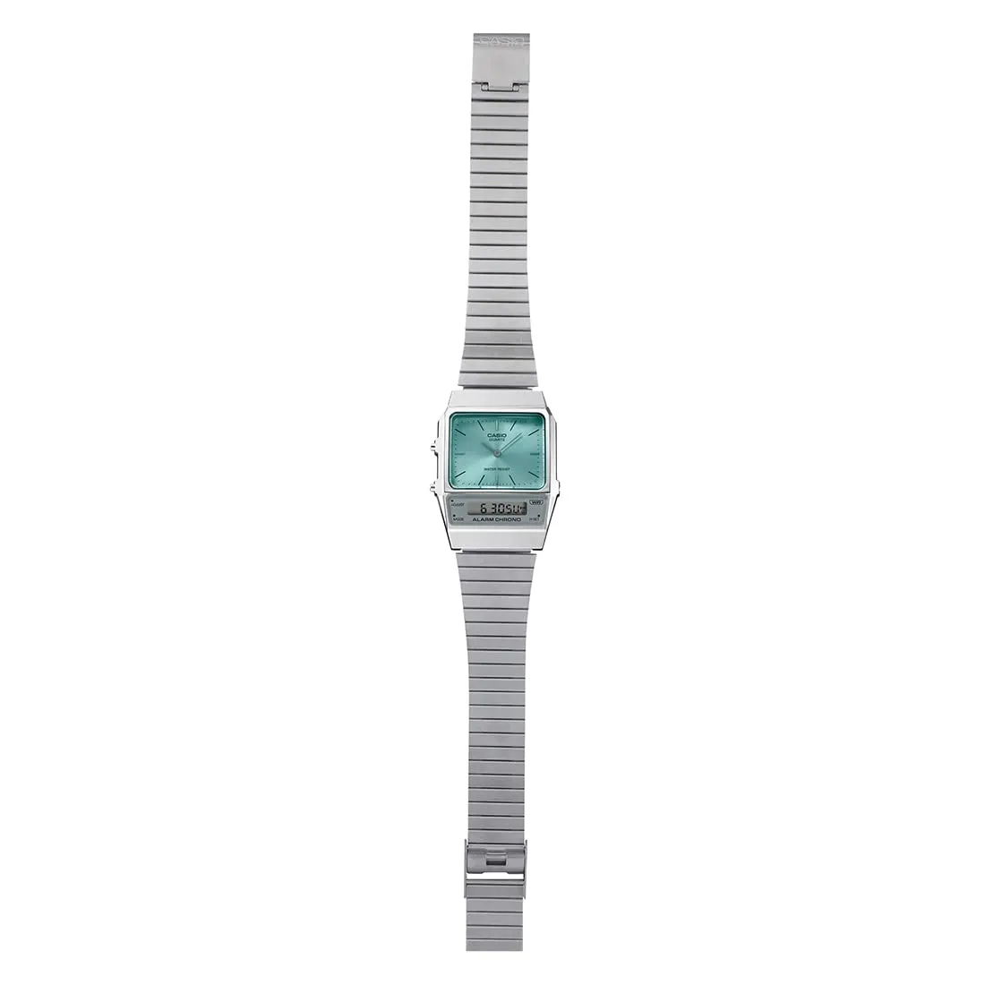 WW2091 Casio Vintage Dual Time Silver Chain Watch AQ-800EC-2ADF