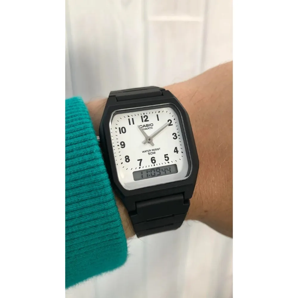 WW2601 Casio Vintage Dual Time Resin Belt Watch AW-48HE-7BVDF