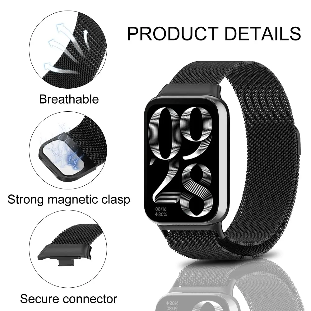 Xiaomi Mi Smart Band 8 Pro & Redmi Watch 4 , Milanese Loop Strap | Black