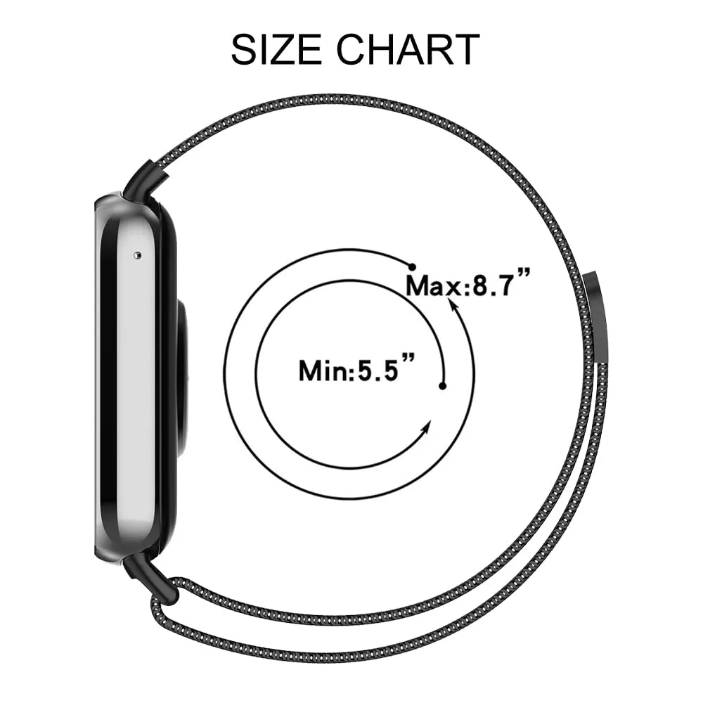 Xiaomi Mi Smart Band 8 Pro & Redmi Watch 4 , Milanese Loop Strap | Black