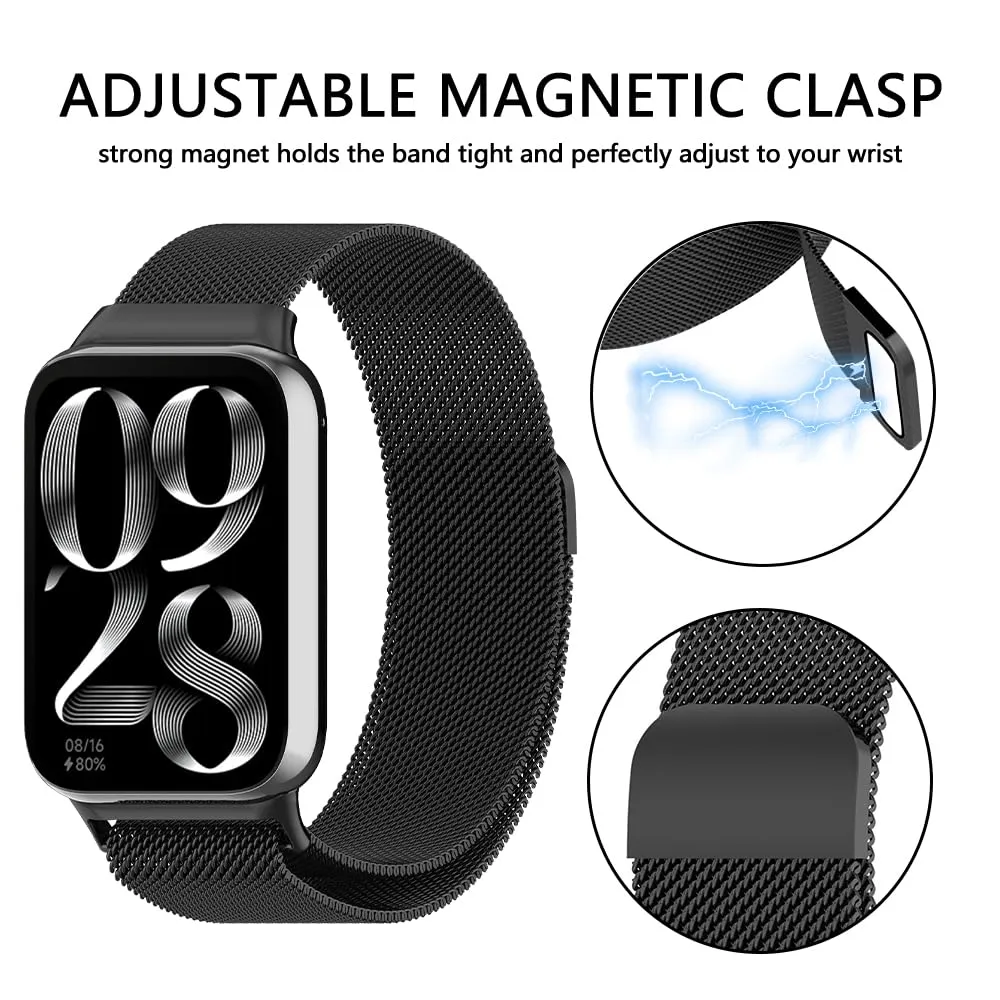 Xiaomi Mi Smart Band 8 Pro & Redmi Watch 4 , Milanese Loop Strap | Black
